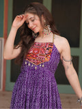 Beautiful Purple Bandhani Printed Georgette Navrati Wear Gown - Zeel Clothing