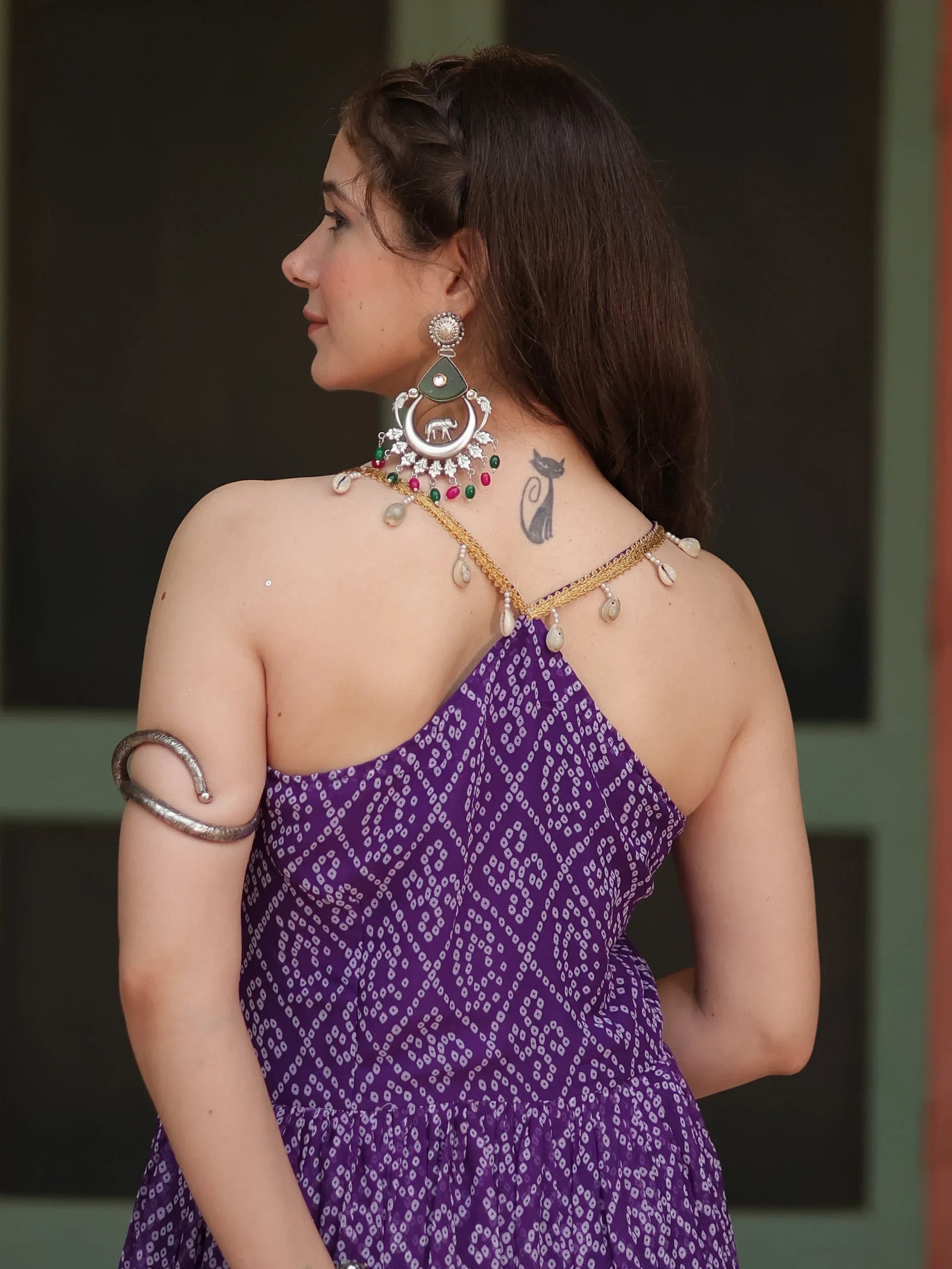 Beautiful Purple Bandhani Printed Georgette Navrati Wear Gown - Zeel Clothing