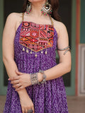 Beautiful Purple Bandhani Printed Georgette Navrati Wear Gown - Zeel Clothing