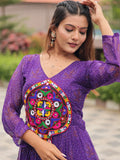 Beautiful Purple Bandhani Printed Georgette Navratri Special Gown - Zeel Clothing