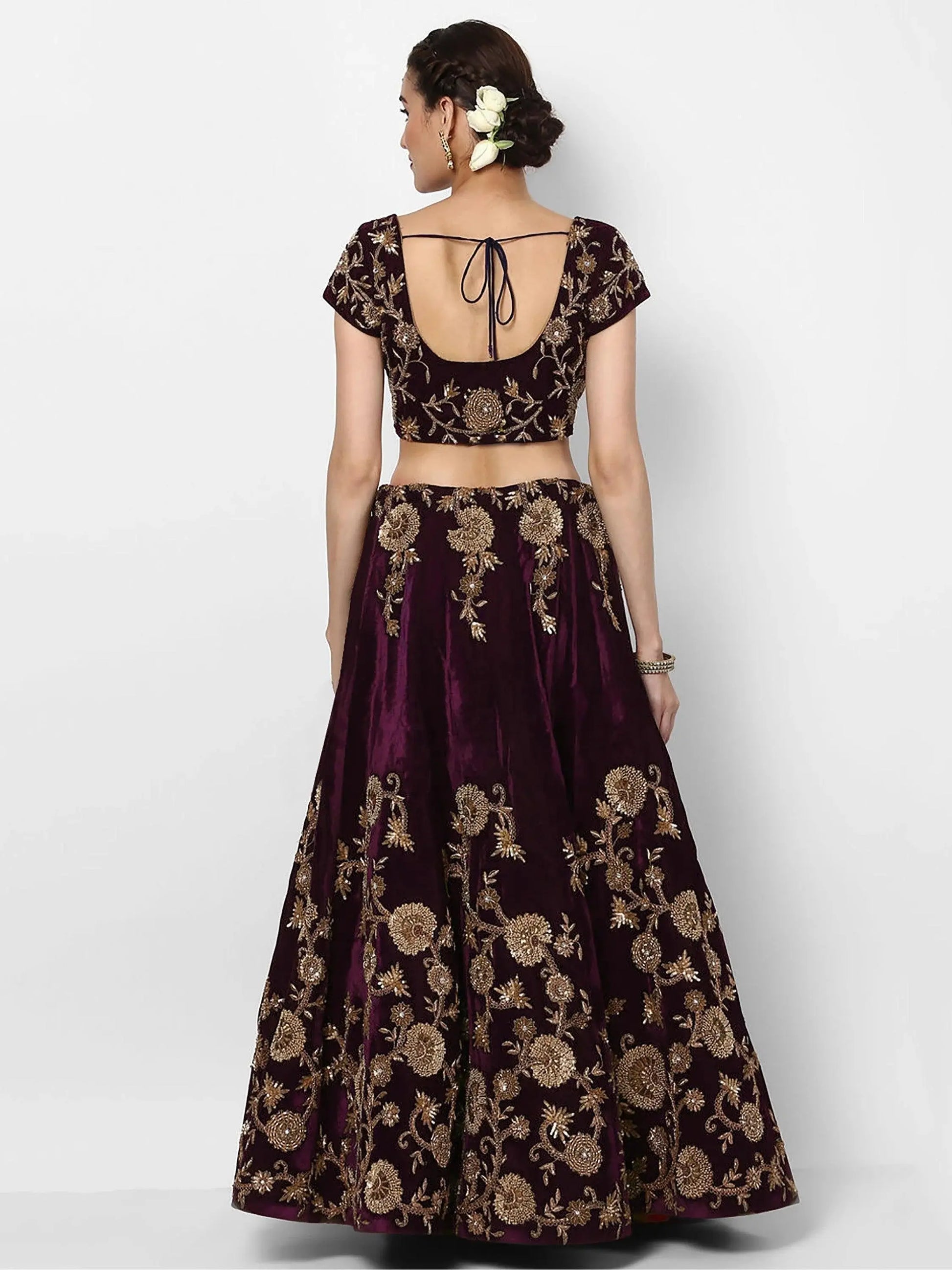 Beautiful Purple Colored Party Wear Designer Embroidered Velvet Lehenga Choli - Zeel Clothing