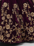 Beautiful Purple Colored Party Wear Designer Embroidered Velvet Lehenga Choli - Zeel Clothing