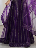 Beautiful Purple Dori Work Net Wedding Wear Lehenga Choli With Dupatta - Zeel Clothing