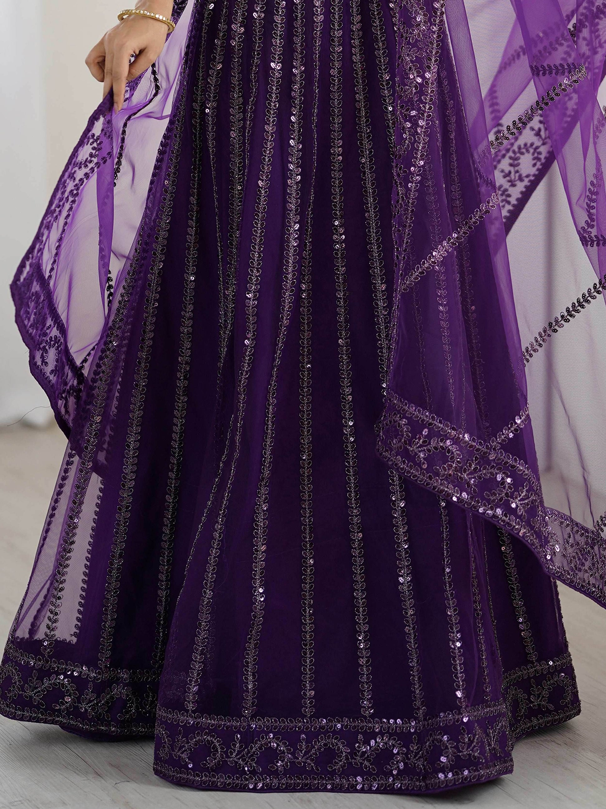 Beautiful Purple Dori Work Net Wedding Wear Lehenga Choli With Dupatta - Zeel Clothing