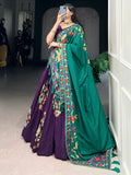 Beautiful Purple Foil Printed Tussar Silk Traditional Lehenga Choli - Zeel Clothing