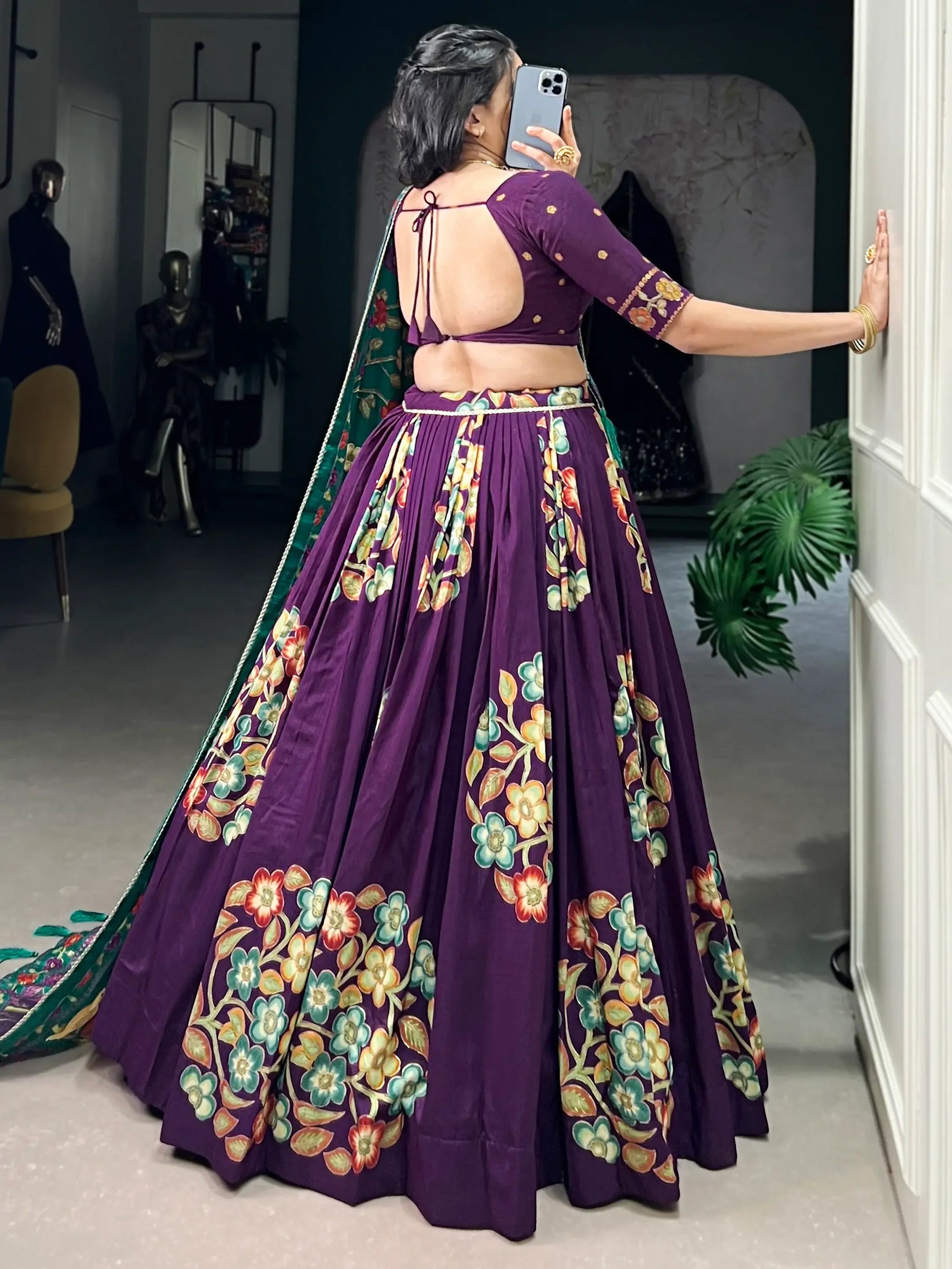 Beautiful Purple Foil Printed Tussar Silk Traditional Lehenga Choli - Zeel Clothing