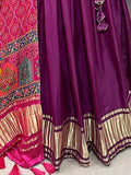 Beautiful Purple Gaji Silk Trendy Lehenga Choli With Bandhani Dupatta - Zeel Clothing