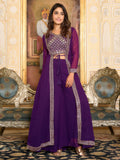 Beautiful Purple Georgette Festival Wear Palazzo Top With Shrug - Zeel Clothing