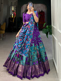 Beautiful Purple kalamkari Printed Silk Festival Wear Lehenga Choli - Zeel Clothing