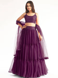 Beautiful Purple Sequined Georgette Party Wear Lehenga Choli - Zeel Clothing