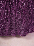 Beautiful Purple Sequins Georgette Wedding Lehenga Choli With Dupatta - Zeel Clothing