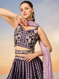 Beautiful Purple Sequins Satin Designer Lehenga Choli With Dupatta