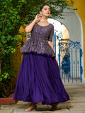 Beautiful Purple Silk Function Wear Lehenga With Sequins Peplum Top - Zeel Clothing
