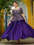 Beautiful Purple Silk Function Wear Lehenga With Sequins Peplum Top - Zeel Clothing