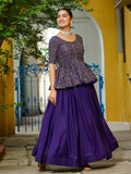 Beautiful Purple Silk Function Wear Lehenga With Sequins Peplum Top - Zeel Clothing