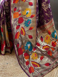 Beautiful Purple Weaving Paithani Silk Festival Wear Saree With Blouse - Zeel Clothing