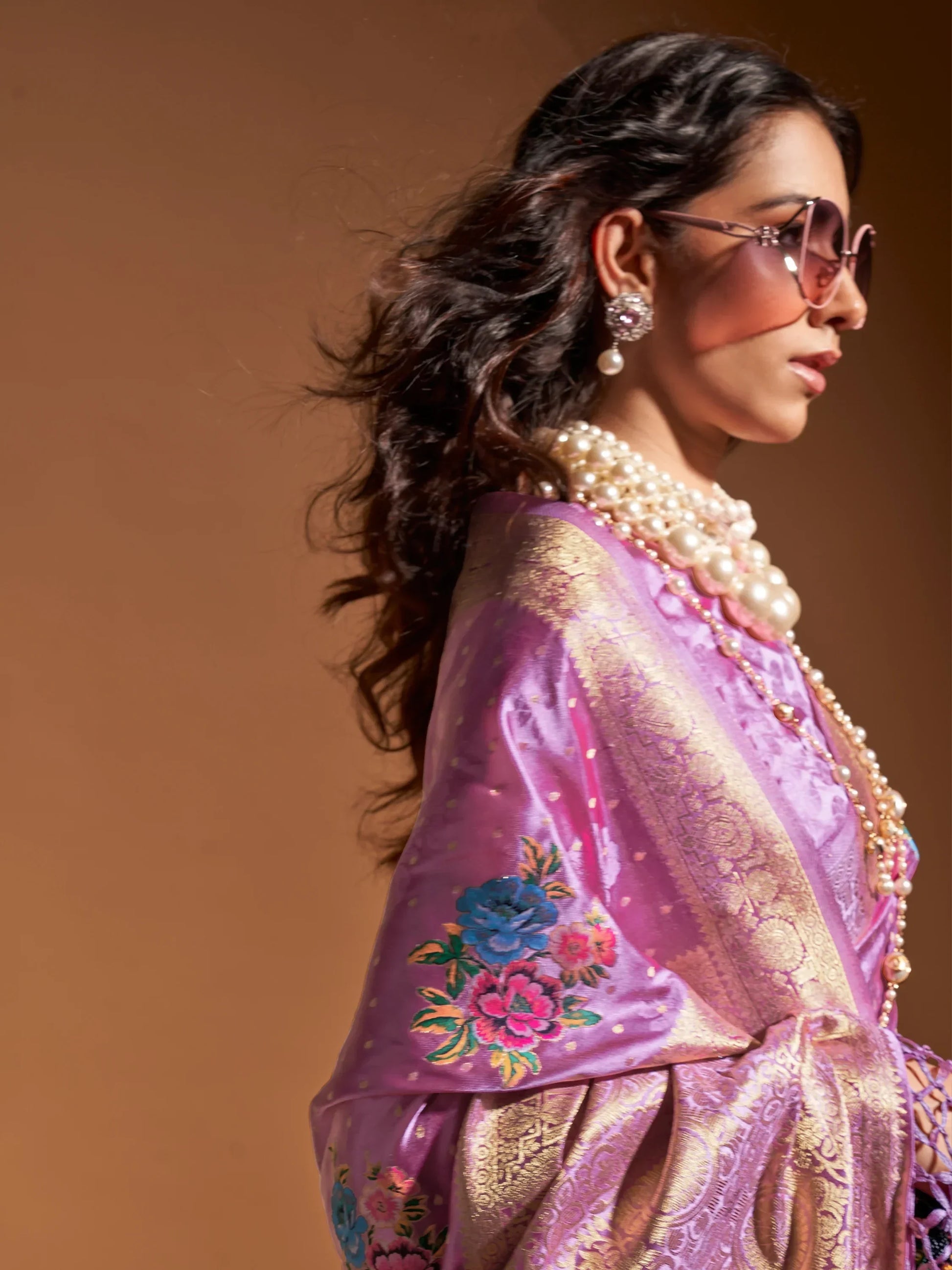Beautiful Purple Weaving Satin Festival Wear Saree With Blouse - Zeel Clothing