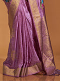 Beautiful Purple Weaving Satin Festival Wear Saree With Blouse - Zeel Clothing