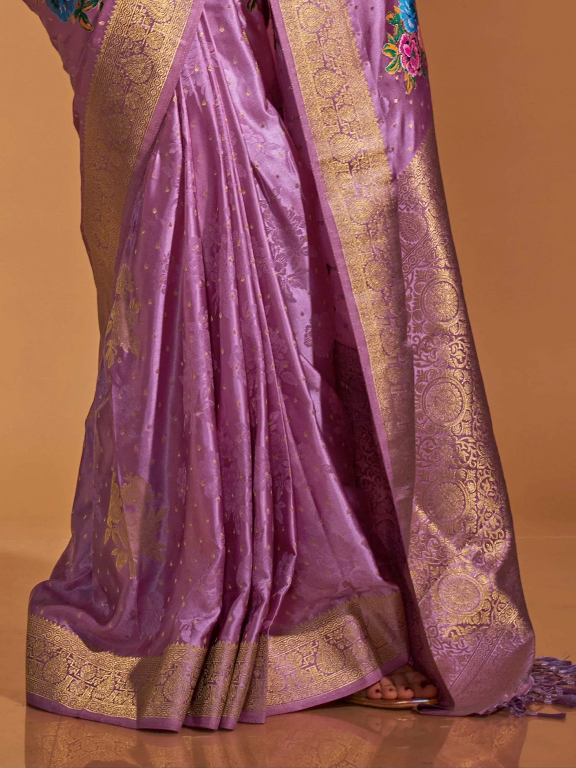 Beautiful Purple Weaving Satin Festival Wear Saree With Blouse - Zeel Clothing