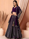 Beautiful Purple Zari Embroidered Georgette Party Wear Lehenga Choli