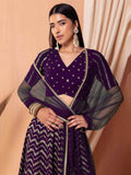 Beautiful Purple Zari Embroidered Georgette Party Wear Lehenga Choli - Zeel Clothing