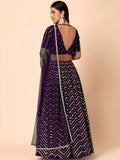 Beautiful Purple Zari Embroidered Georgette Party Wear Lehenga Choli