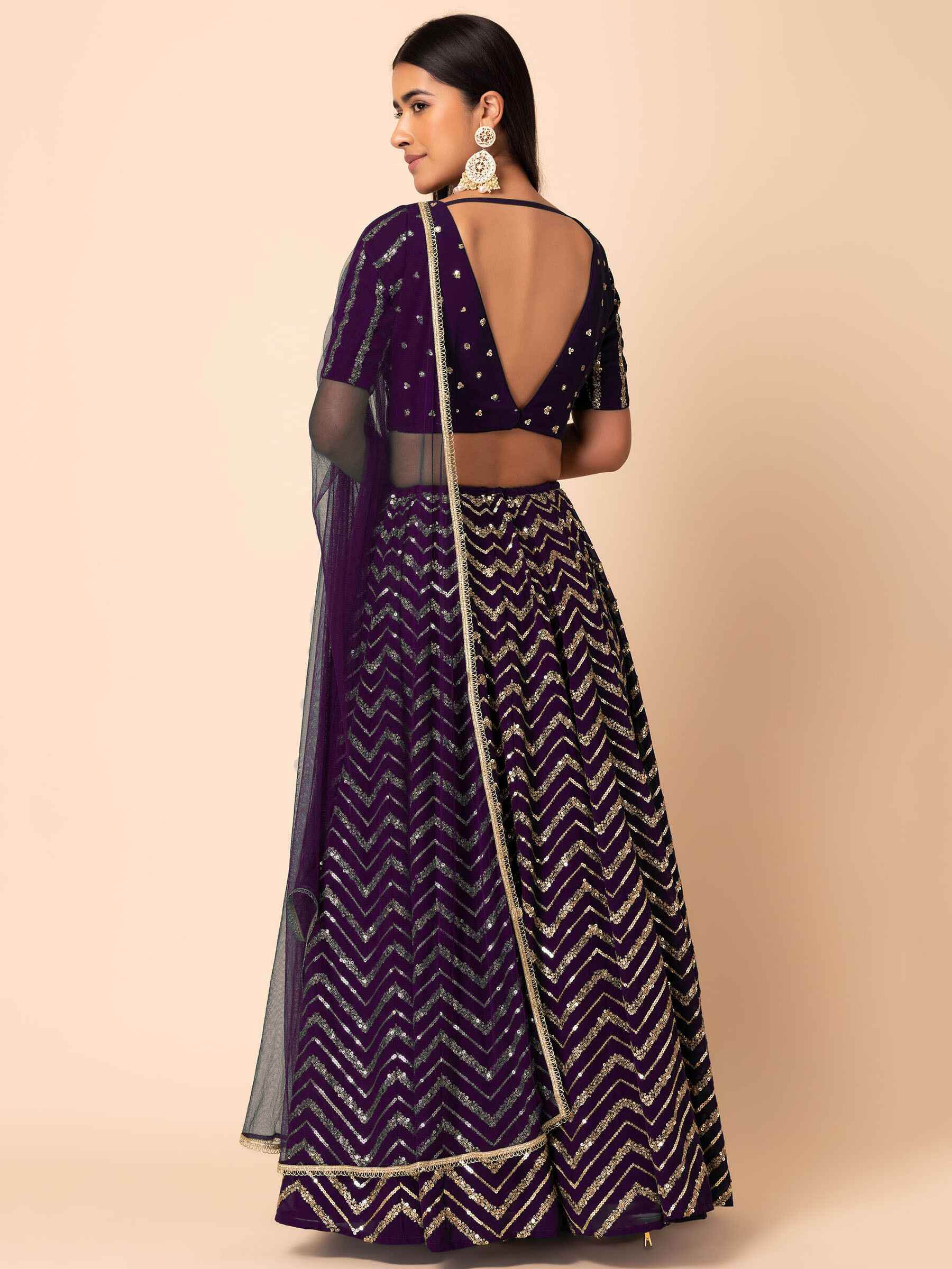 Beautiful Purple Zari Embroidered Georgette Party Wear Lehenga Choli - Zeel Clothing