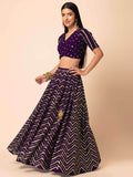 Beautiful Purple Zari Embroidered Georgette Party Wear Lehenga Choli - Zeel Clothing