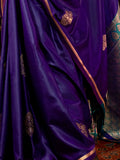 Beautiful Purple Zari Weaving Satin Event Wear Saree With Blouse - Zeel Clothing