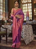 Beautiful Purple Zari Woven Kanjivaram Silk Wedding Wear Saree - Zeel Clothing