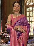 Beautiful Purple Zari Woven Kanjivaram Silk Wedding Wear Saree - Zeel Clothing