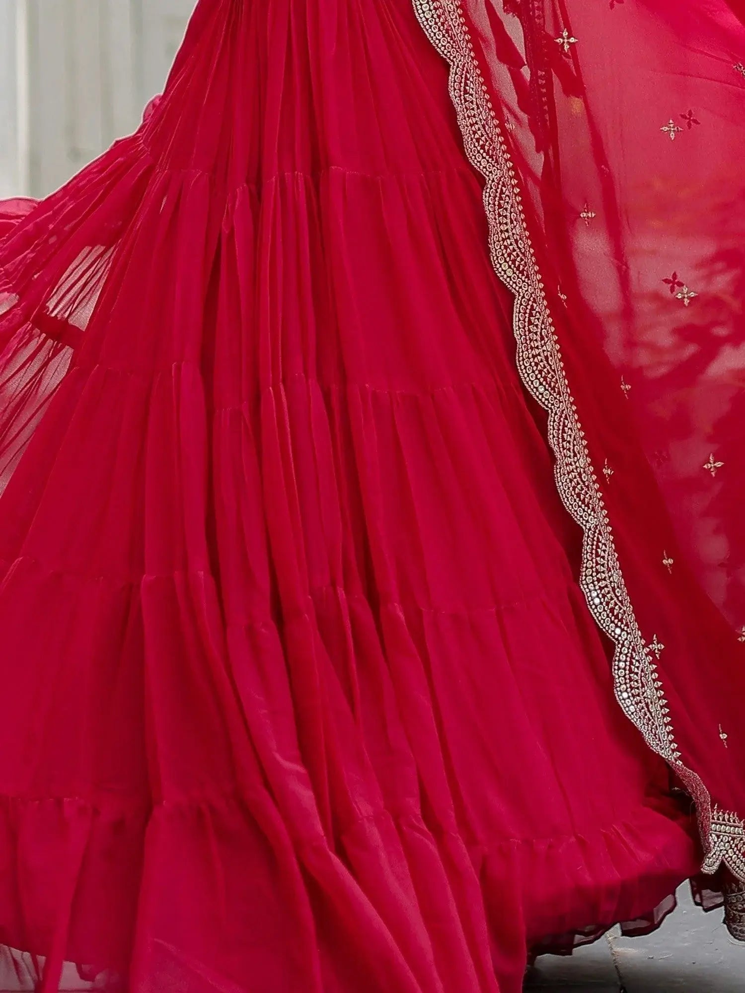 Beautiful Rani Pink Georgette Reception Wear Plain Gown With Dupatta - Zeel Clothing