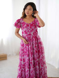 Beautiful Rani Pink Shibori Printed Georgette Western Dress - Zeel Clothing