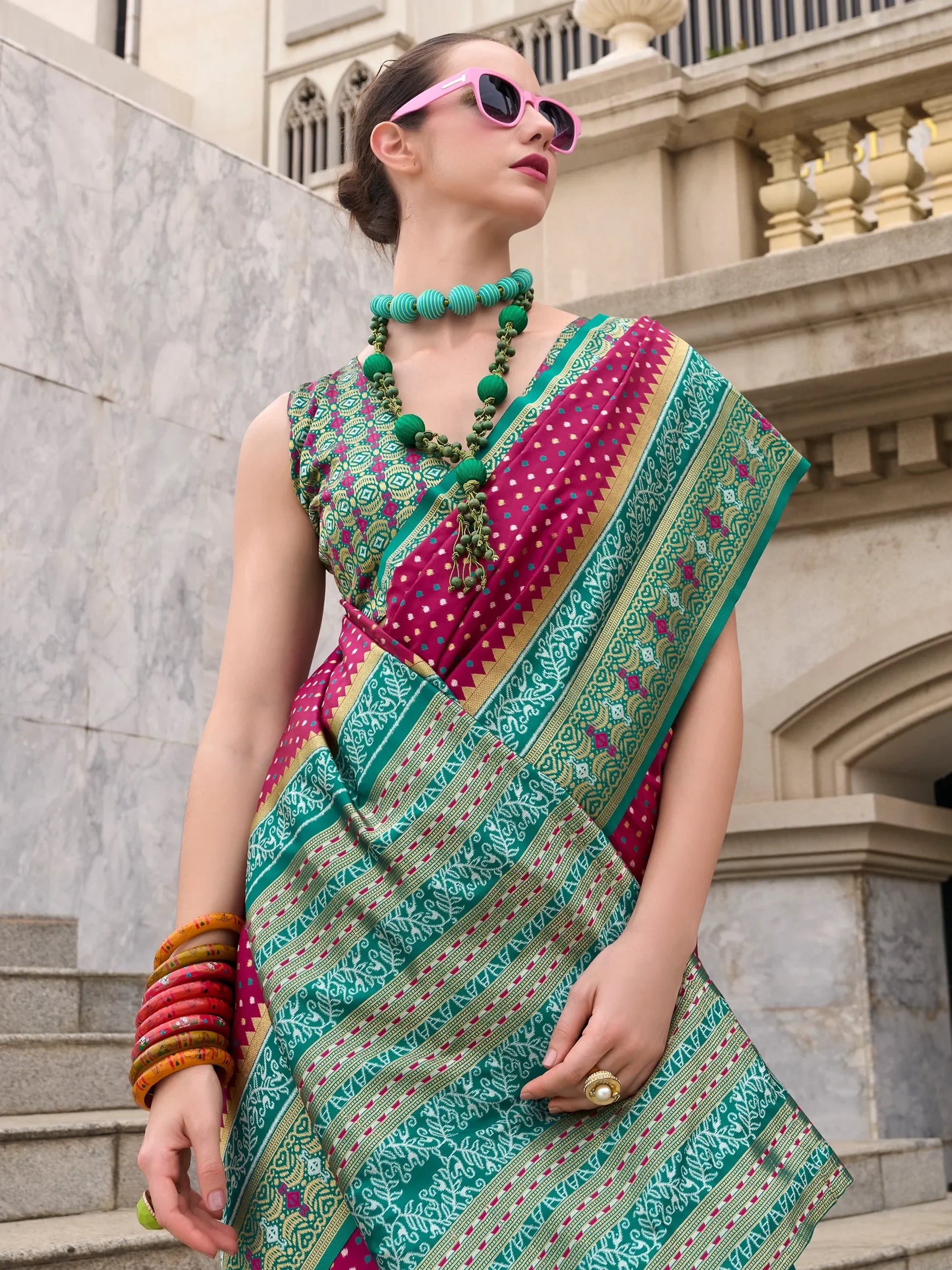 Beautiful Rani Pink Weaving Banarasi Silk Saree With Blouse - Zeel Clothing