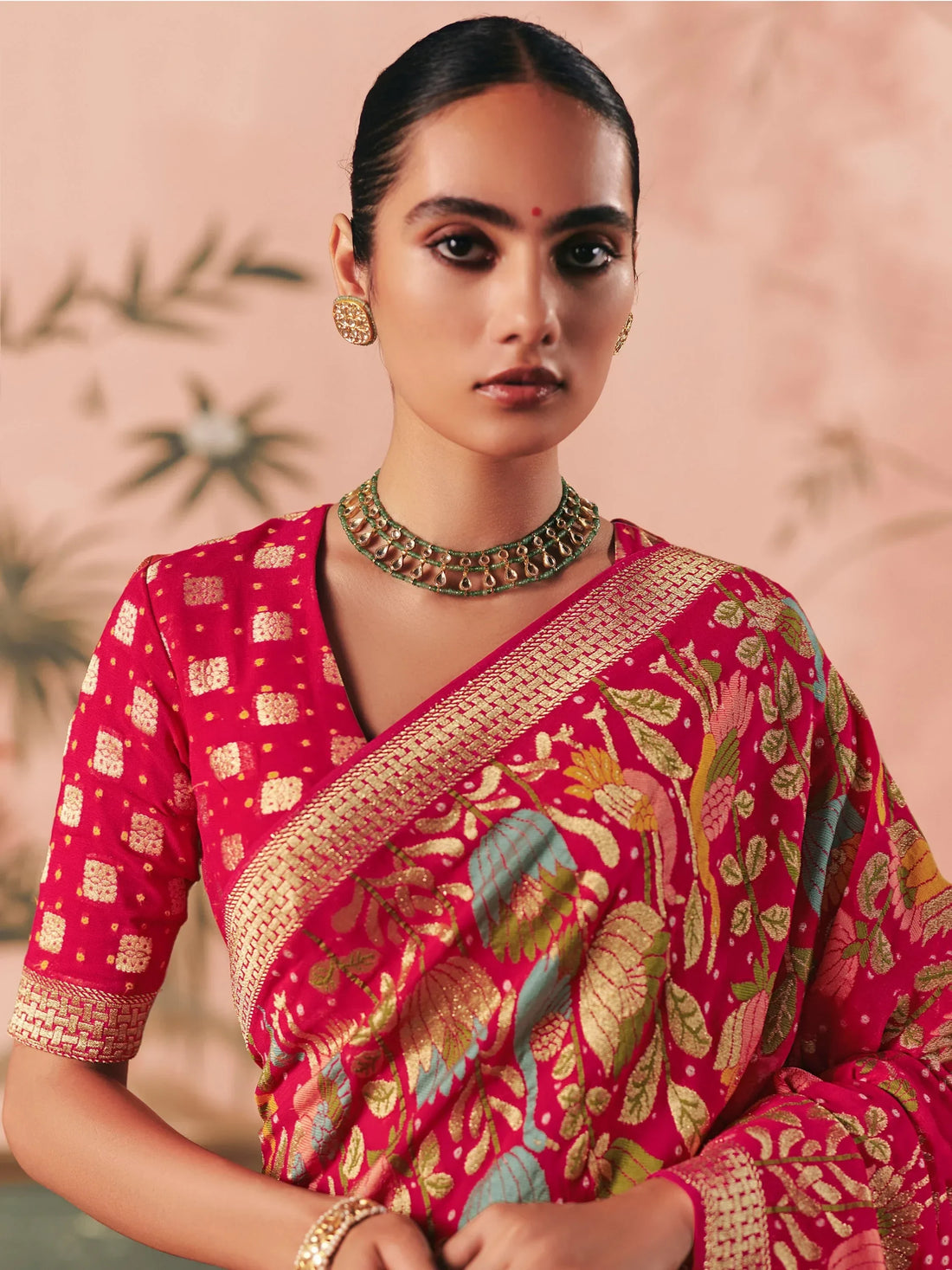 Beautiful Rani Pink Zari Weaving Silk Reception Wear Saree With Blouse