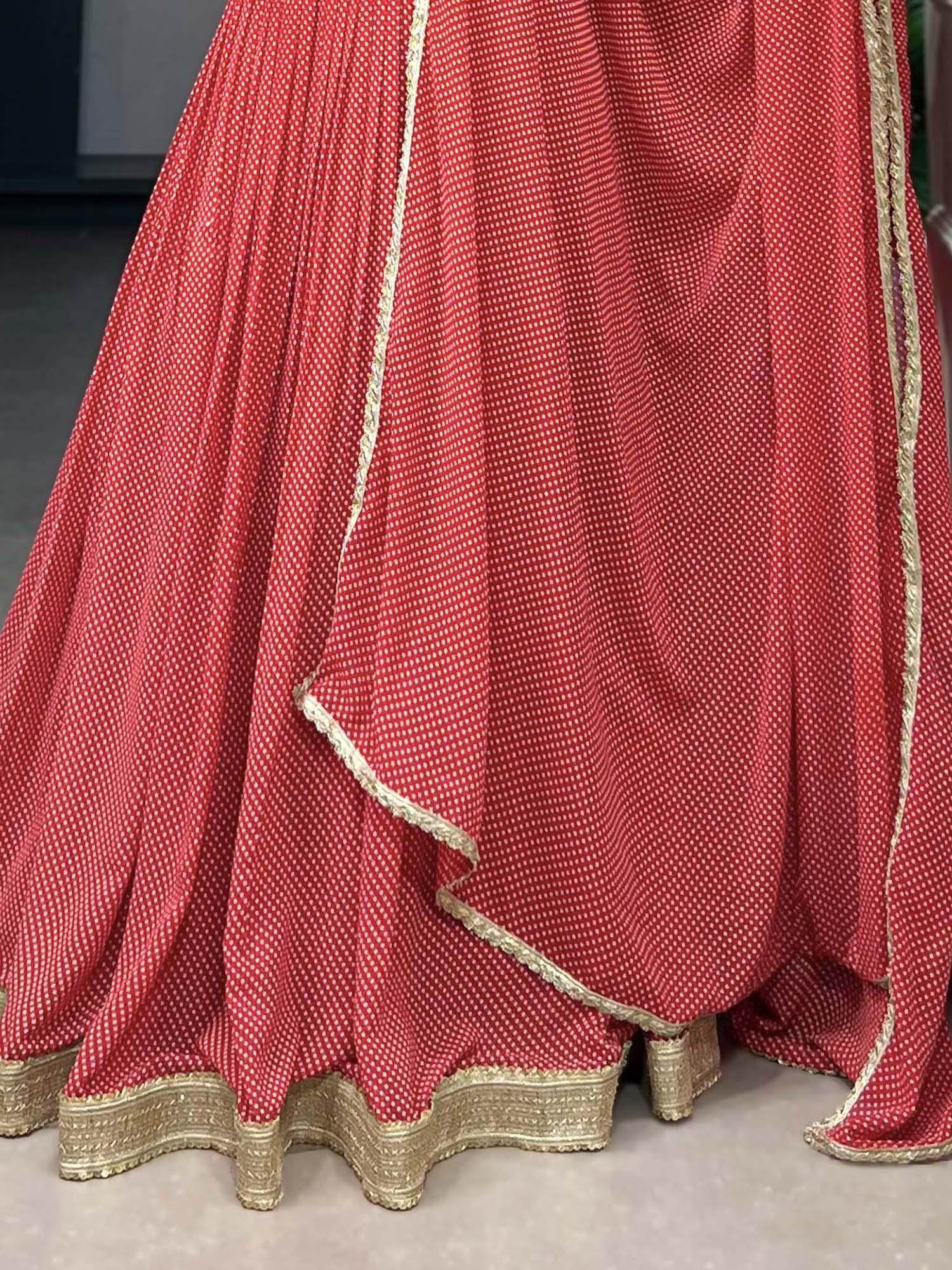 Beautiful Red Digital Printed Georgette Festive Wear Lehenga Choli - Zeel Clothing