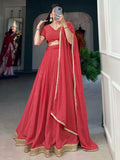Beautiful Red Digital Printed Georgette Festive Wear Lehenga Choli - Zeel Clothing