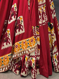 Beautiful Red Digital Printed Silk Navratri Lehenga Choli With Dupatta