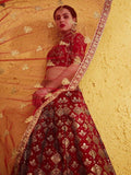 Beautiful Red Embroidered Silk Wedding Wear Lehenga Choli With Dupatta - Zeel Clothing
