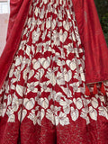 Beautiful Red Floral Printed Tussar Silk Navratri Lehenga Choli - Zeel Clothing