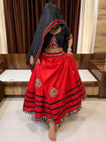 Beautiful Red Gamthi Work Cotton Lehenga Choli With Dupatta - Zeel Clothing