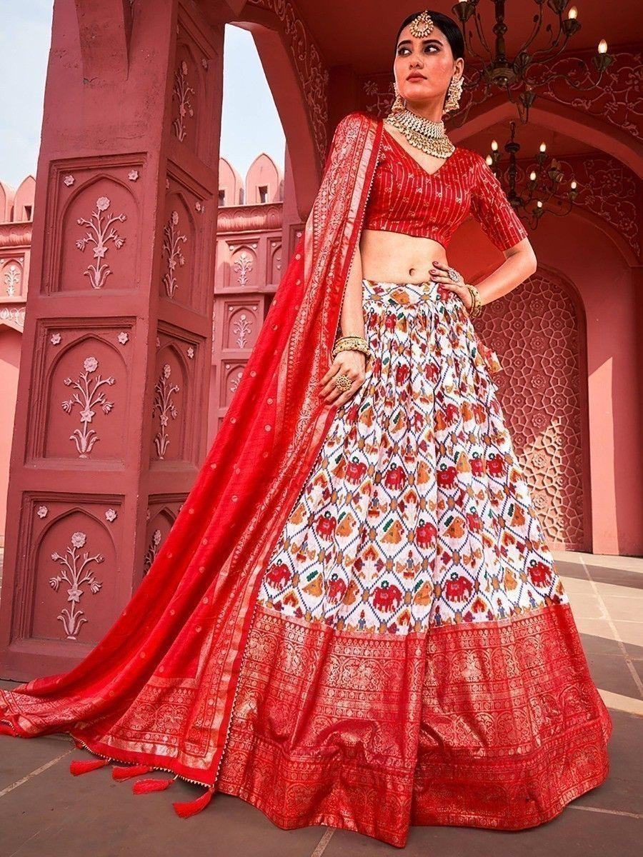 Beautiful Red Patola Print Silk Traditional Wear Lehenga Choli