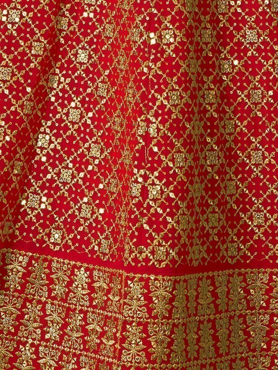 Beautiful Red Sequins Georgette Designer Lehenga Choli With Dupatta - Zeel Clothing