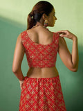 Beautiful Red Sequins Georgette Designer Lehenga Choli With Dupatta - Zeel Clothing