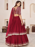 Beautiful Red Sequins Georgette Engagement Wear Lehenga Choli - Zeel Clothing