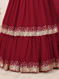 Beautiful Red Sequins Georgette Engagement Wear Lehenga Choli - Zeel Clothing