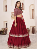 Beautiful Red Sequins Georgette Engagement Wear Lehenga Choli - Zeel Clothing