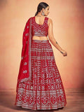 Beautiful Red Sequins Georgette Wedding Wear Lehenga Choli With Dupatta - Zeel Clothing