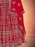 Beautiful Red Sequins Georgette Wedding Wear Lehenga Choli With Dupatta - Zeel Clothing