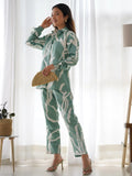 Beautiful Sea Green Digital Printed Satin Festival Wear Co-Ord Set